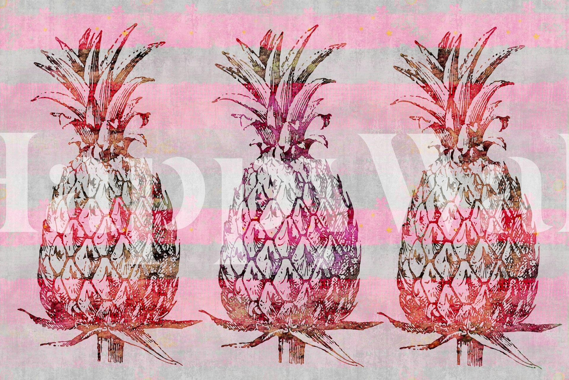 Tropical Paradise Wallpaper med rosa ananas