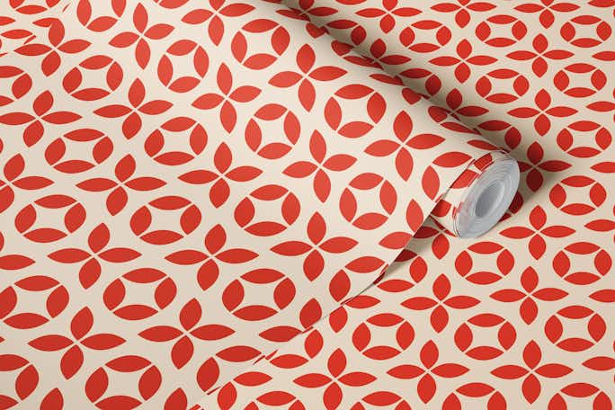 Mid Century Shapes in Redwallpaper roll