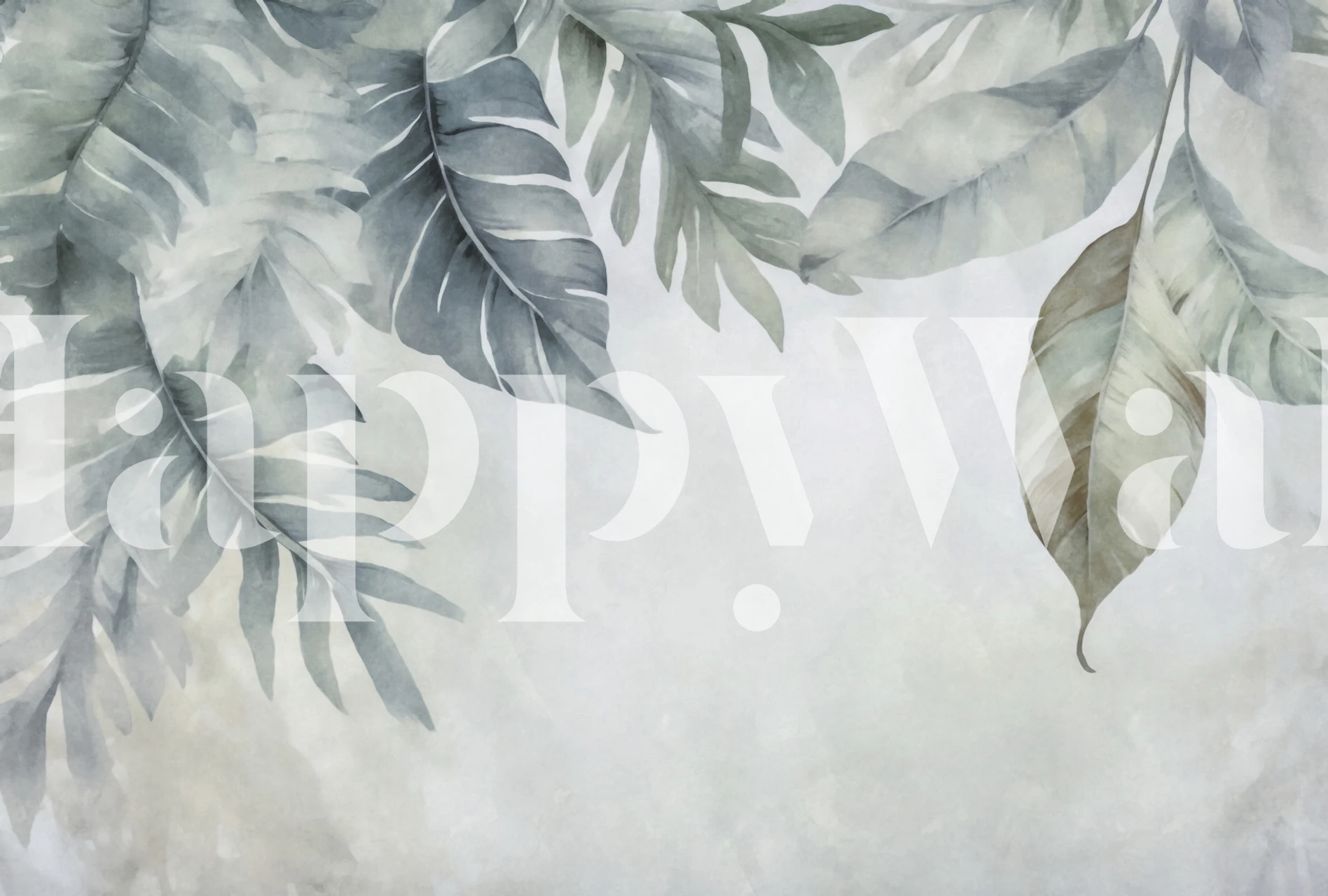 Calm Foliage Border Teal wallpaper in a room