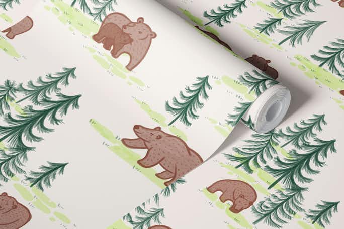 beary beautiful forestwallpaper roll