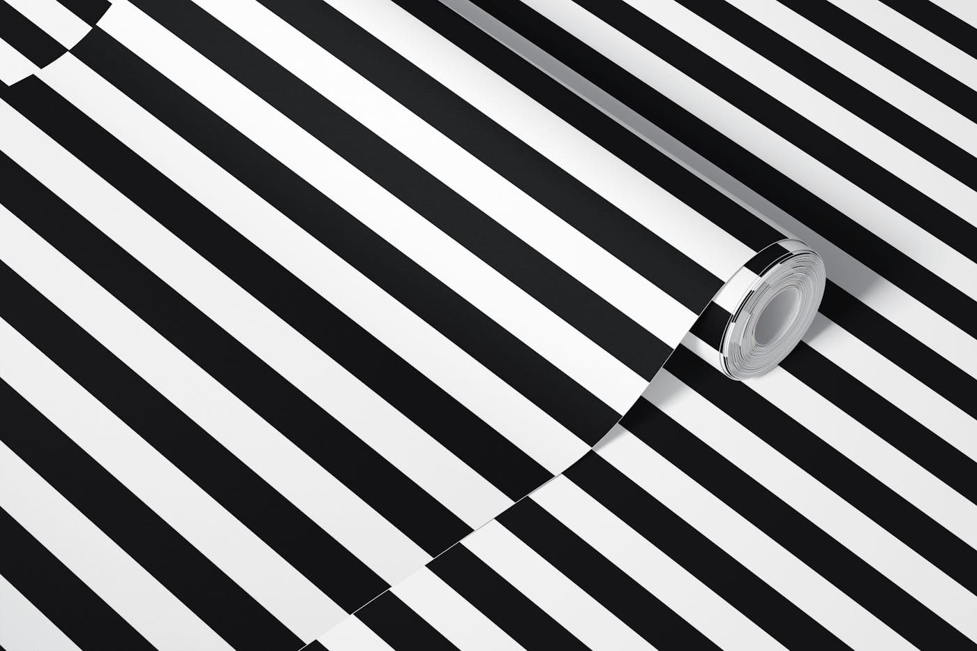 Black and White Stripes - Simple Horizontal wallpaper roll