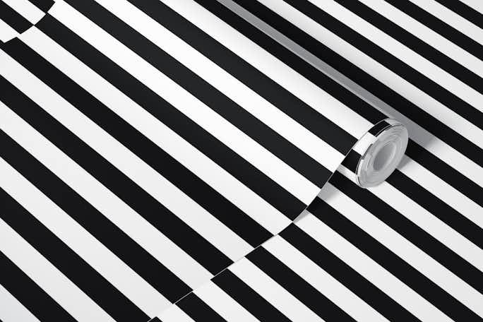 Black and White Stripes - Simple Horizontalwallpaper roll