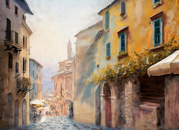 italian village painting