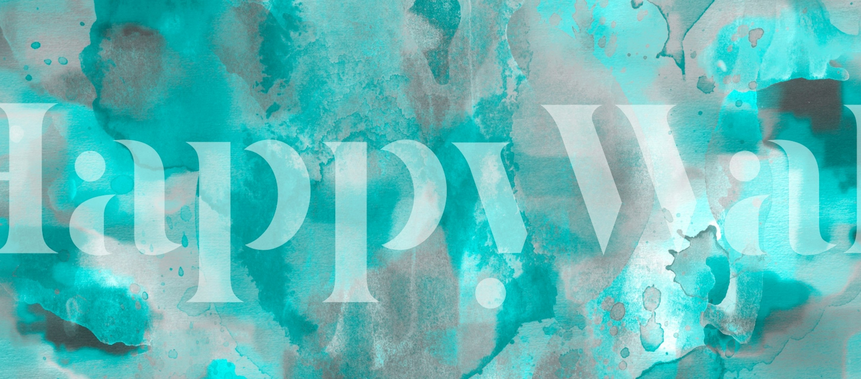 Abstract teal and white mist wall mural design