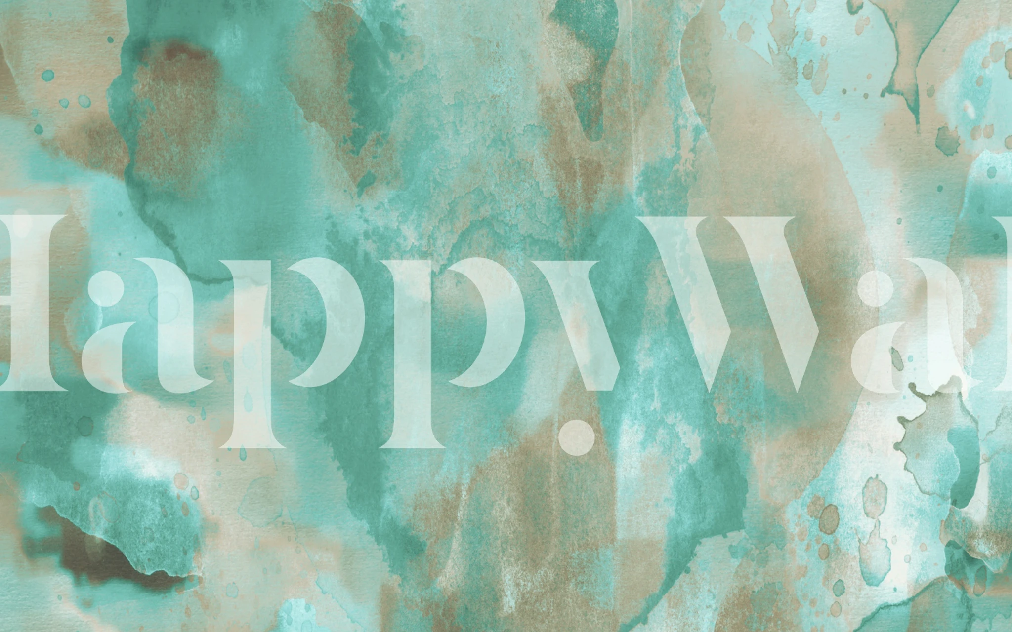 Abstract teal and white mist wall mural design