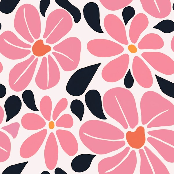 Retro Pink Groovy Flower Meadow