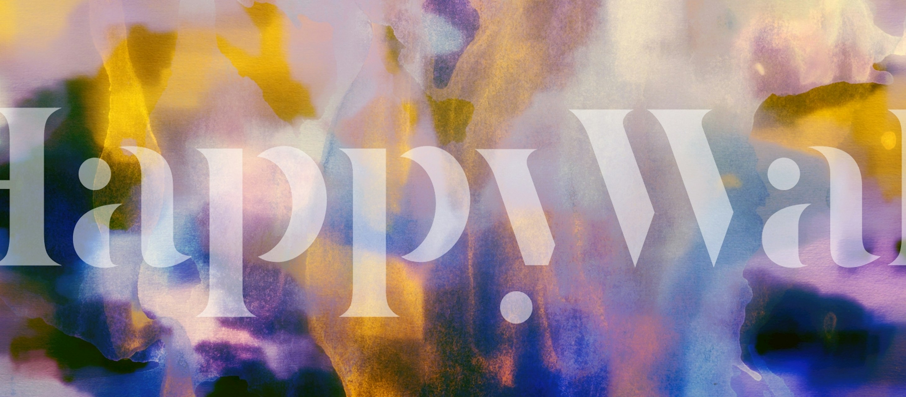 Colorful abstract watercolor designs in blue, yellow, and purple wallpaper