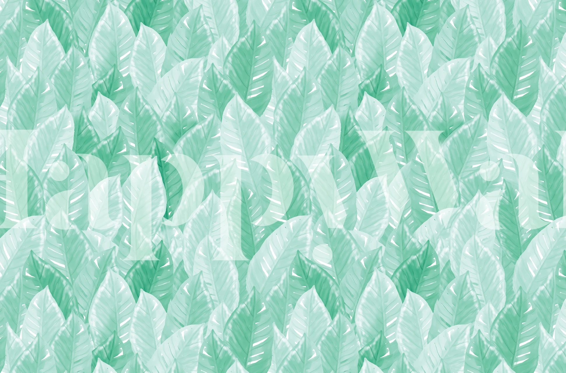 Fototapete mit aquarellgrünen blättern für die inneneinrichtung