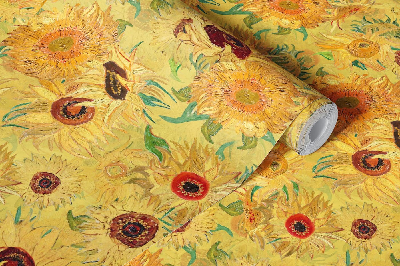 Yellow Van Gogh Sunflowers Garden wallpaper roll