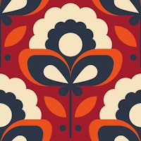 2709 A - retro flowers, red carta da parati