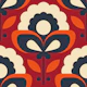 2709 A - retro flowers, red