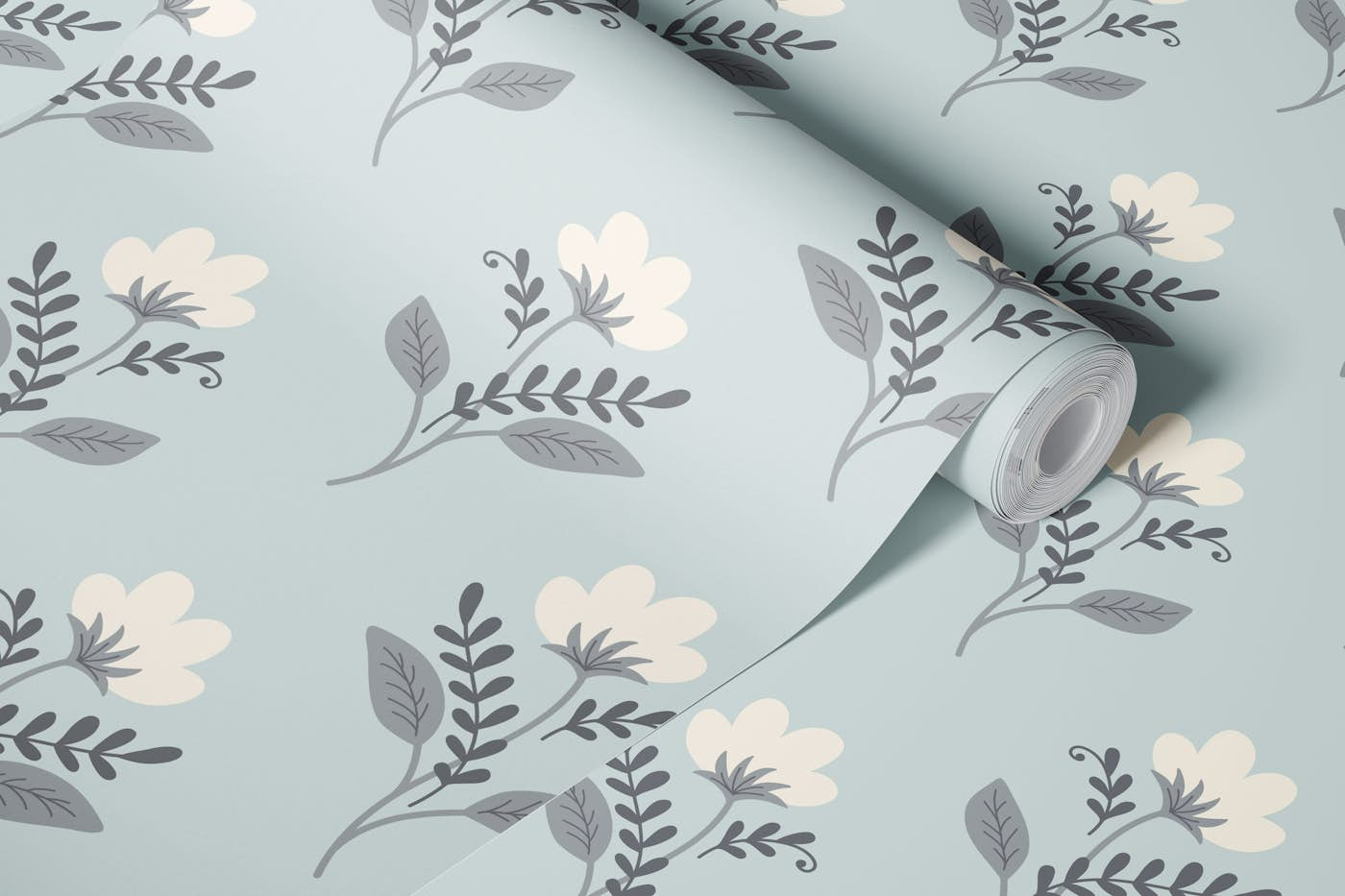 Calm grey wildflowers pattern 2728 A wallpaper roll