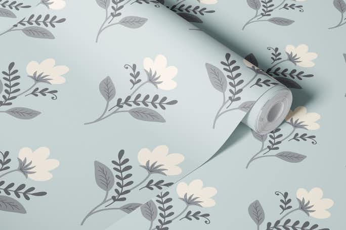 Calm grey wildflowers pattern 2728 Awallpaper roll