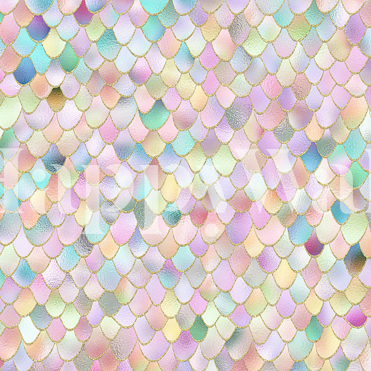 Pastel mermaid scale pattern for wall mural