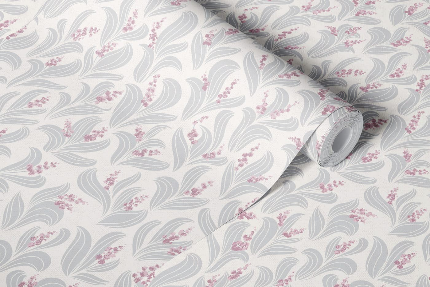 Natural flow lily of the valley offwhite wallpaper roll