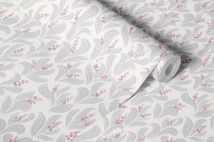 Natural flow lily of the valley offwhitewallpaper roll