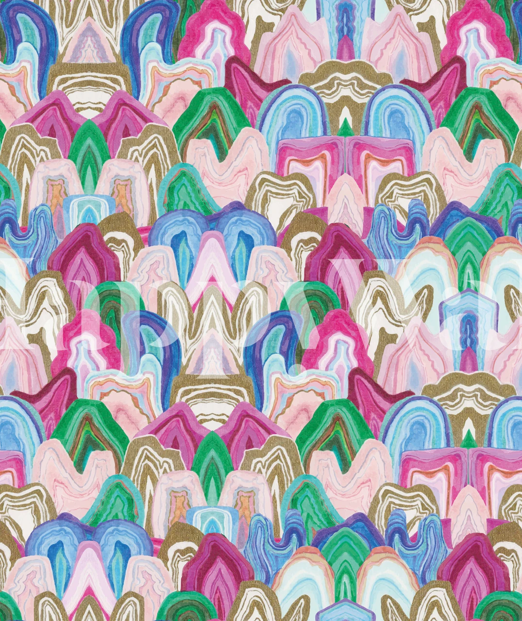 Papel de parede Gemstone pattern exibido em uma sala