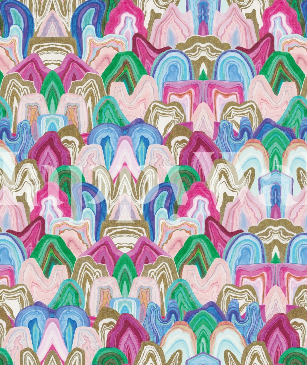 Gemstone pattern wallpaper displayed in a room