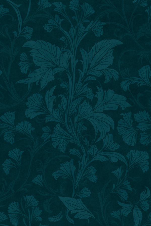 William Morris Style Flourish Damask Teal