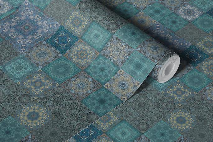 William Morris Quilt Design Turquoisewallpaper roll