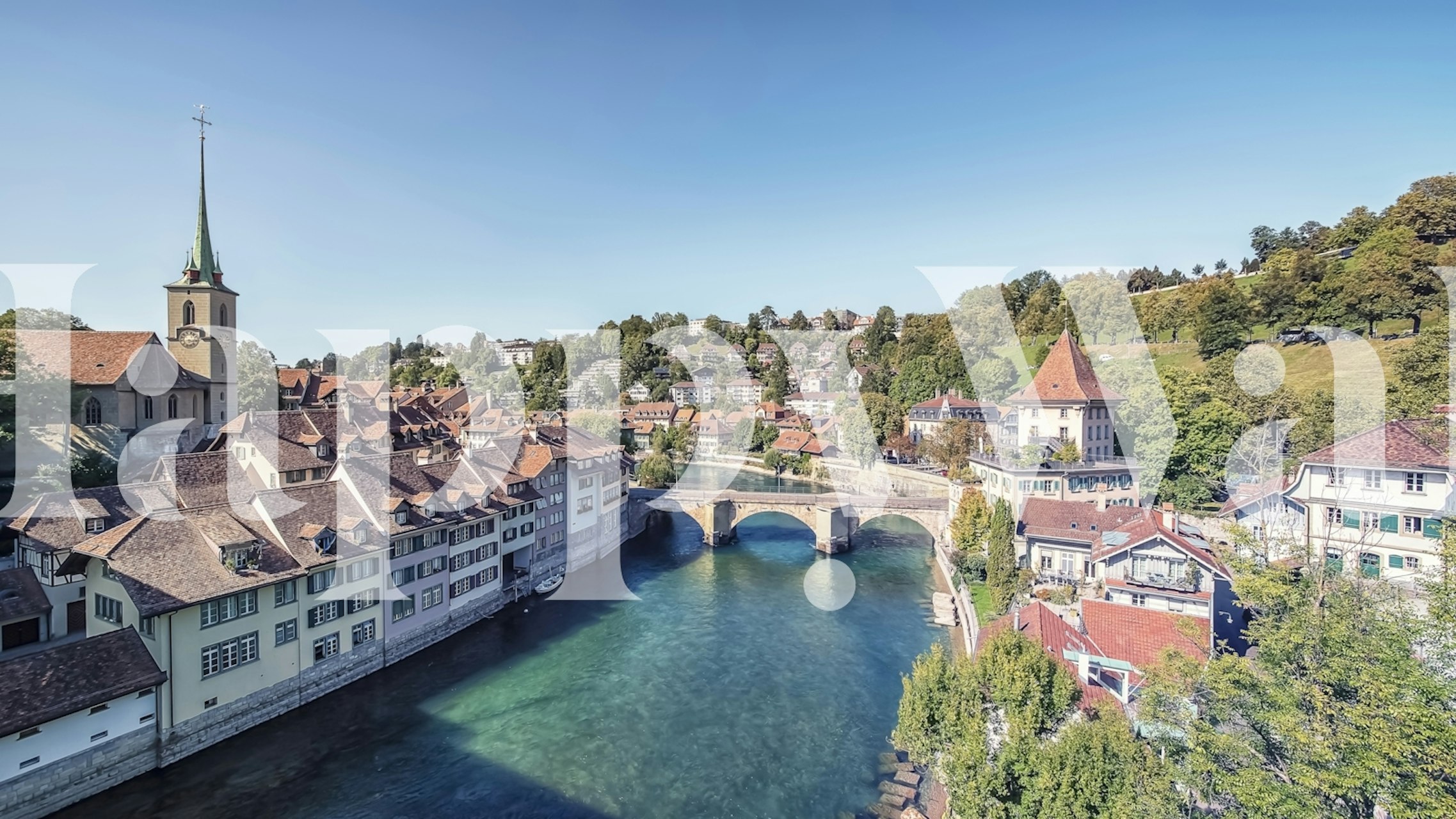 Scenic Bern City view wallpaper with historic buildings and river