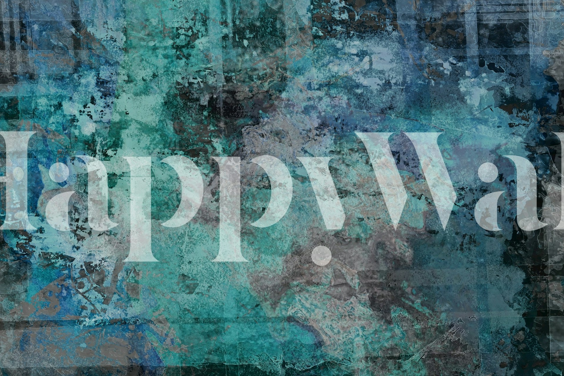 Abstract teal and cyan brushstroke wallpaper with muted tones