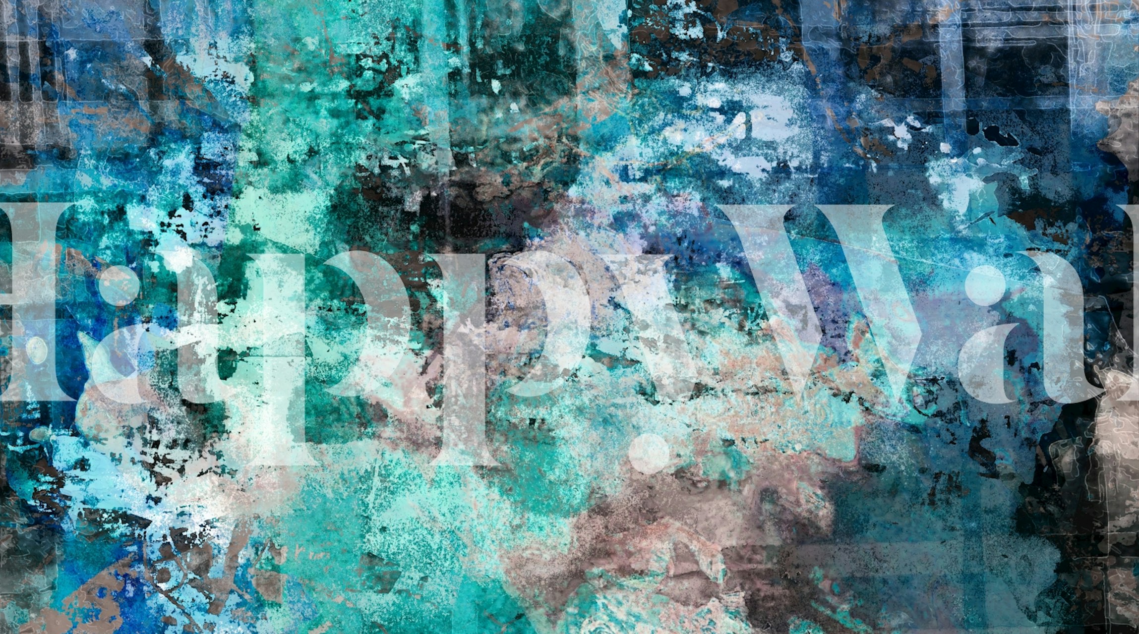 Wild Teal Cyan Japan Fabric wallpaper in a room