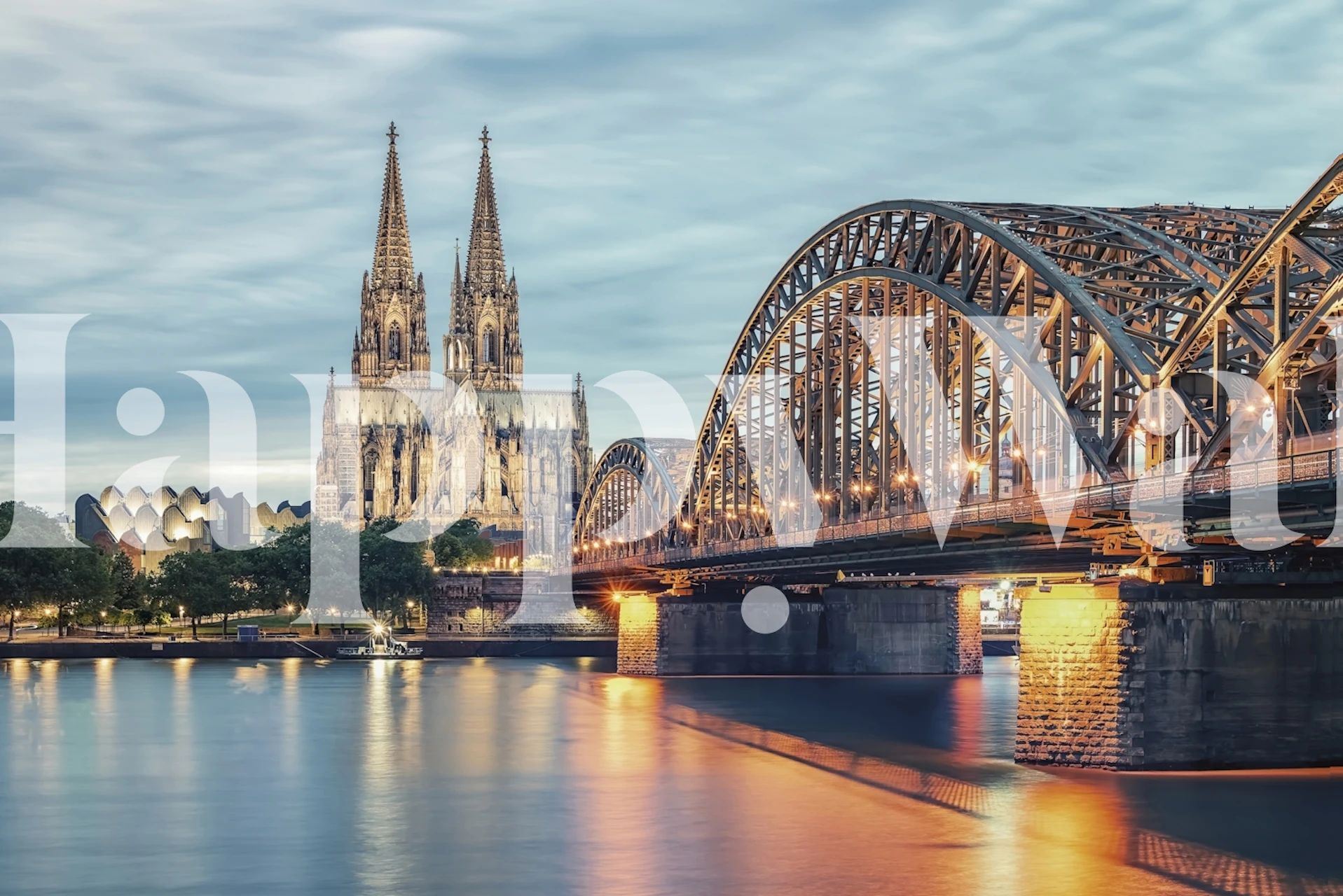 Cologne skyline wallpaper in a room