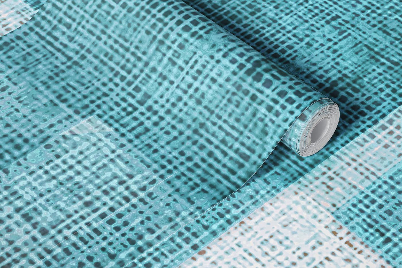 Teal Cyan Fabric Grunge wallpaper roll