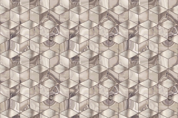 Cubics Modern 3D Geometry Marble Blush Cream