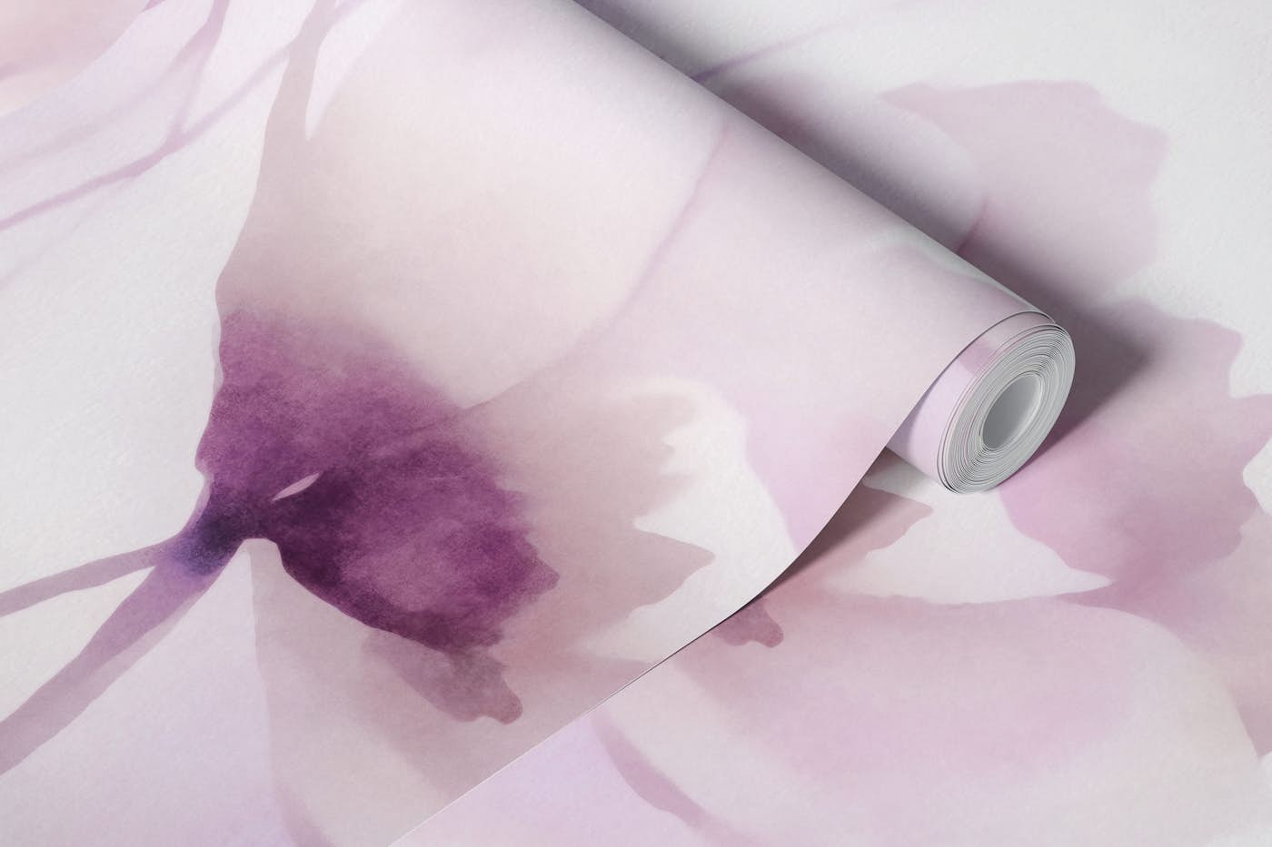 Ethereal Meadow Watercolor Flowers Pastel Pink wallpaper roll