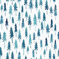 Watercolor Blue Pine Trees tapet