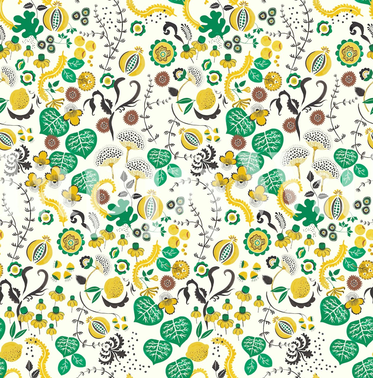 Diseño de papel tapiz colorido Floral Happiness en una habitación