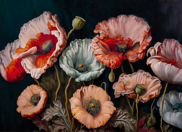 huge baroque poppies flowers