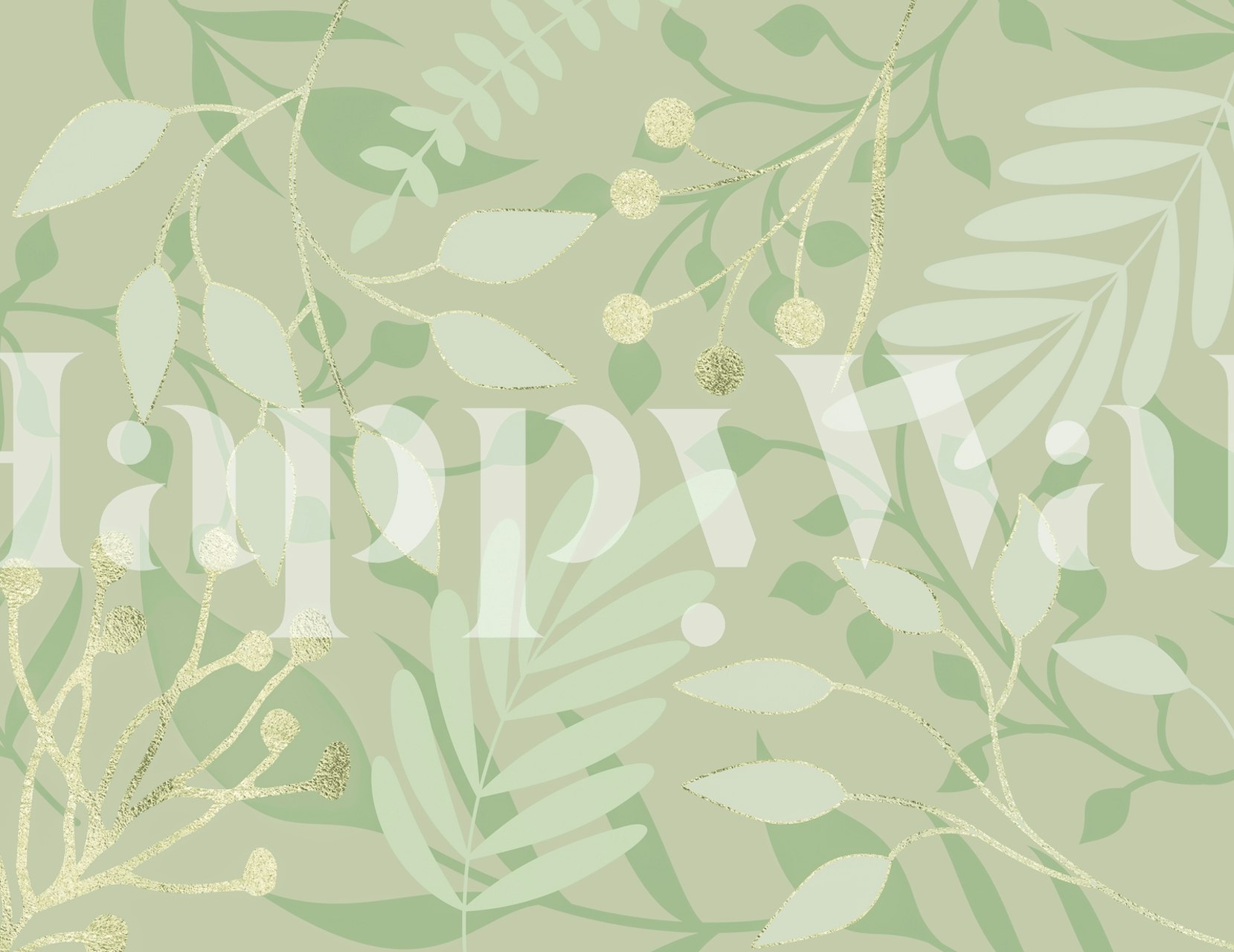 Green Botanical Wallpaper med bladdesigns