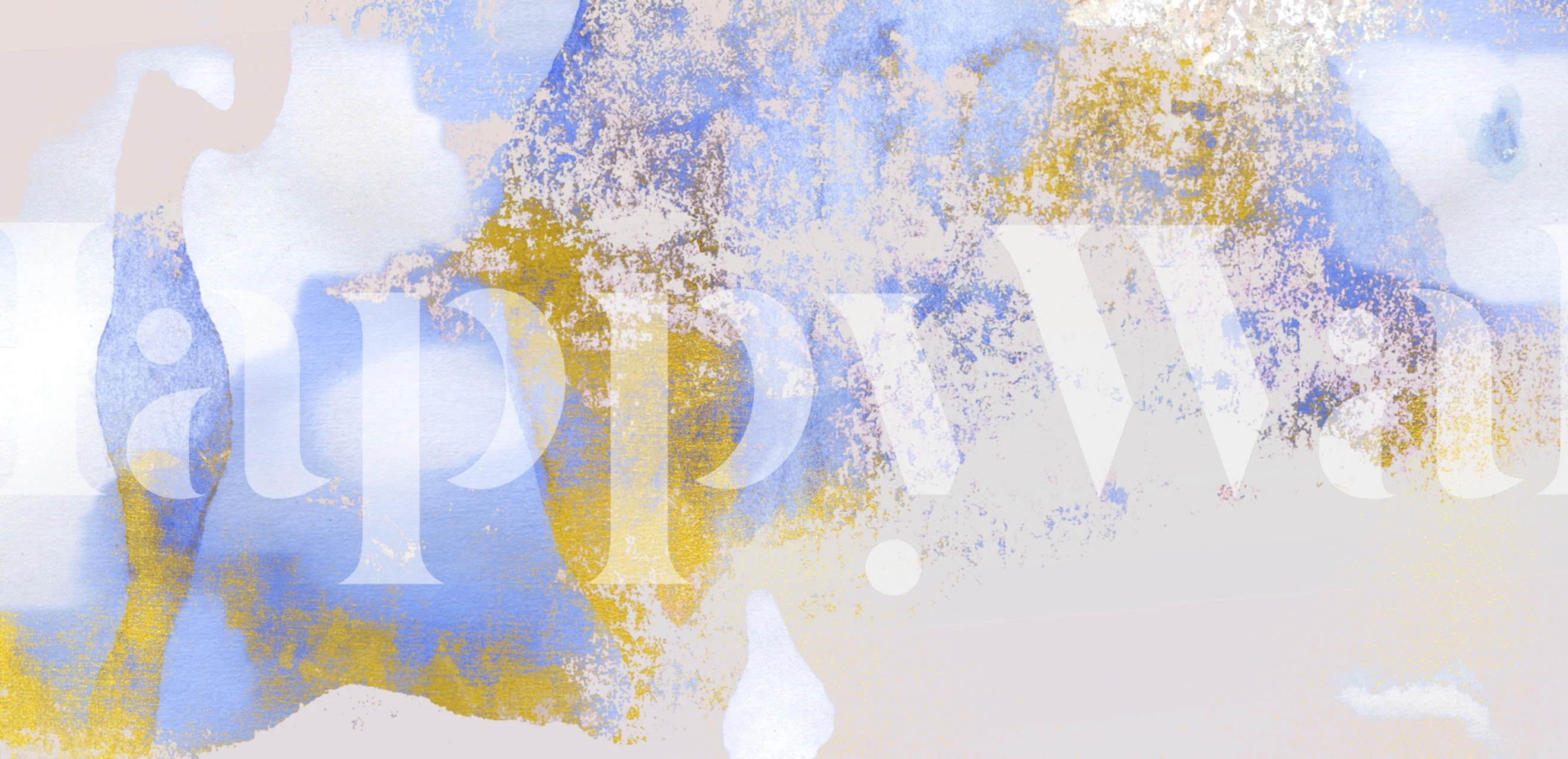 Soft blue and gold abstract design wallpaper