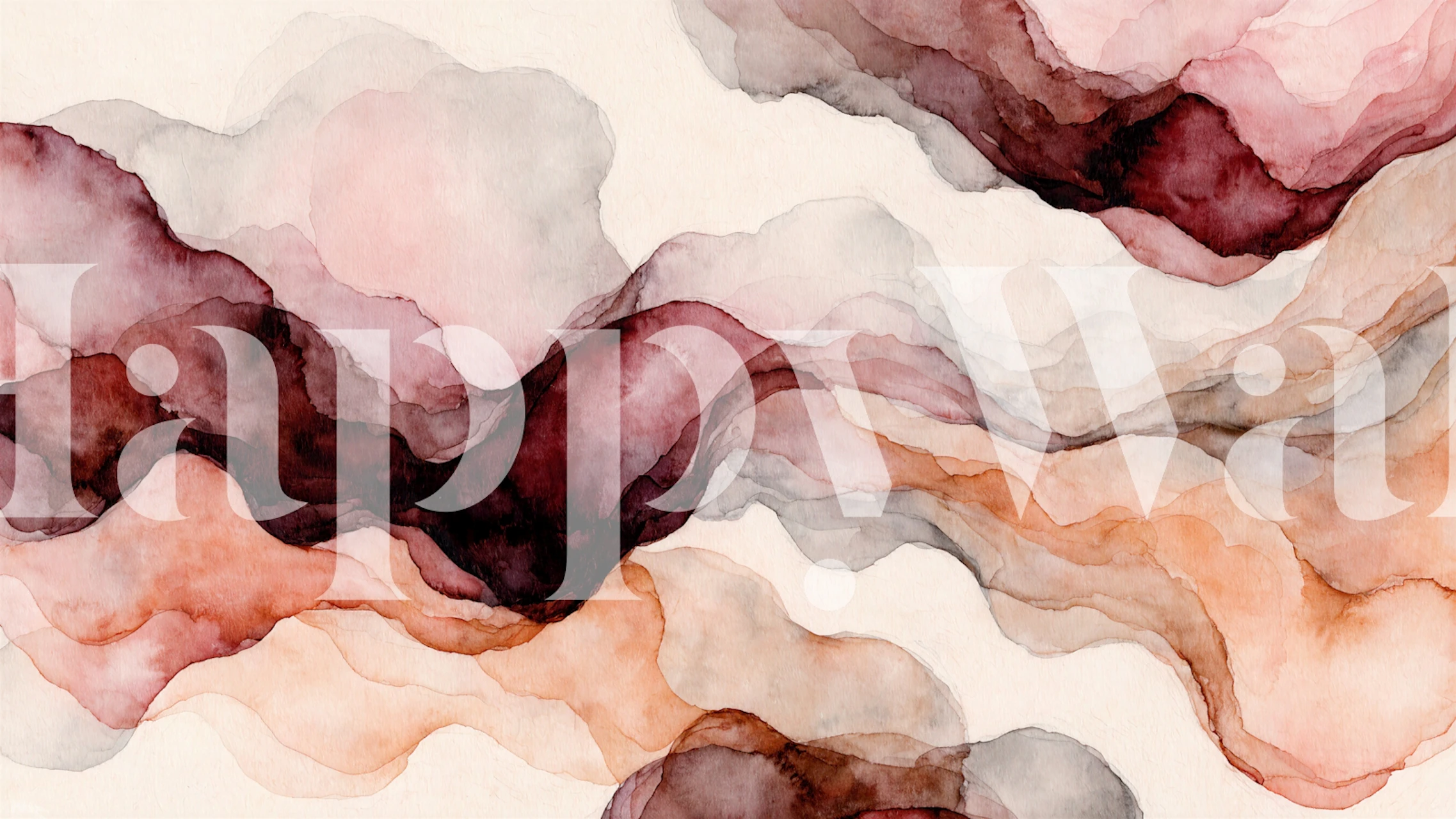 Abstract bordeaux- en magentakleurig splash-muurschildering met een vloeiend, dynamisch ontwerp