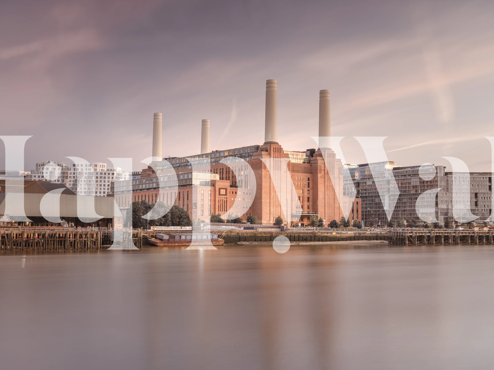Industrial Battersea Power Station wallpaper in warm colors