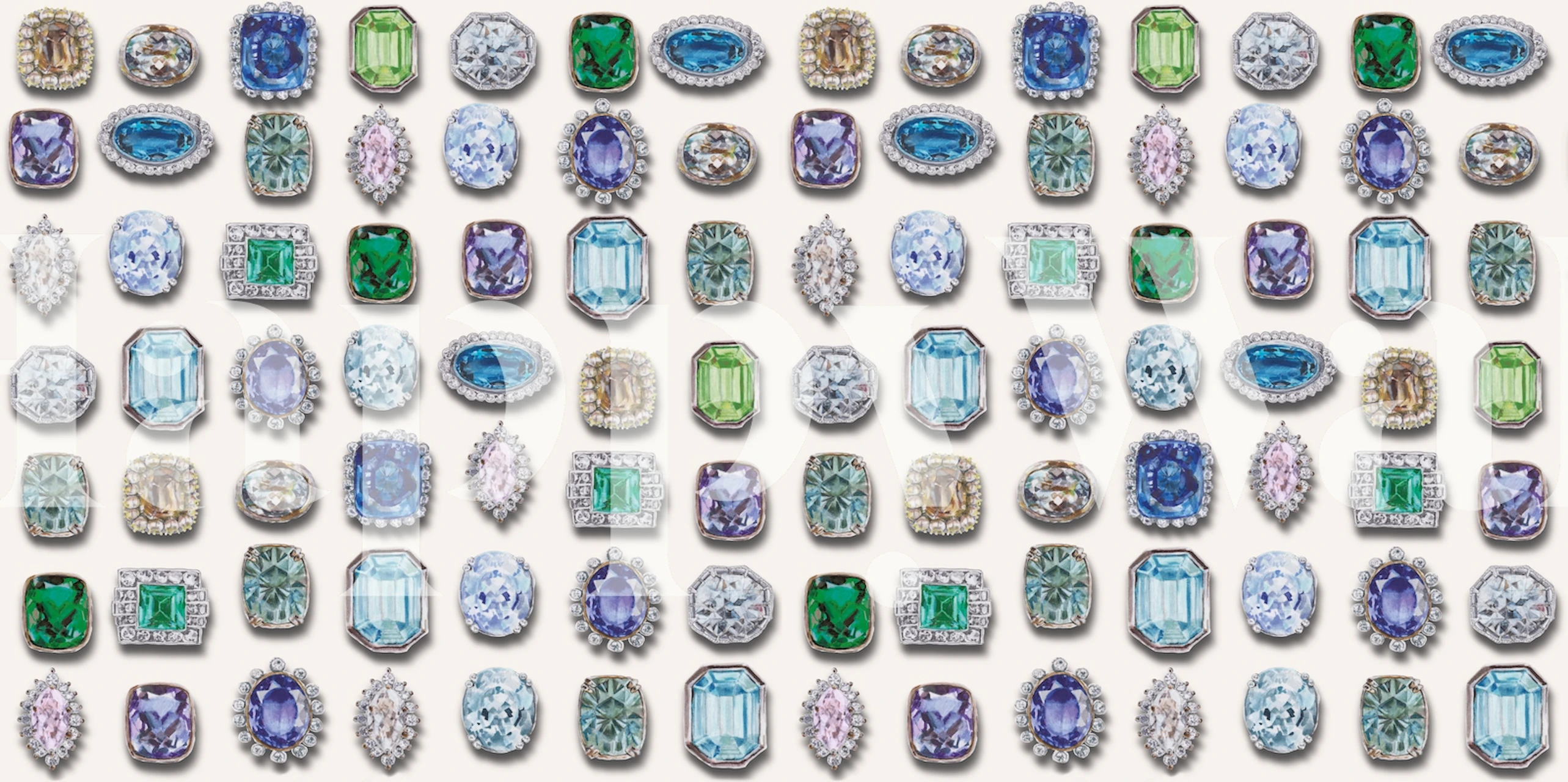 Jewels and Gems behang in een kamer