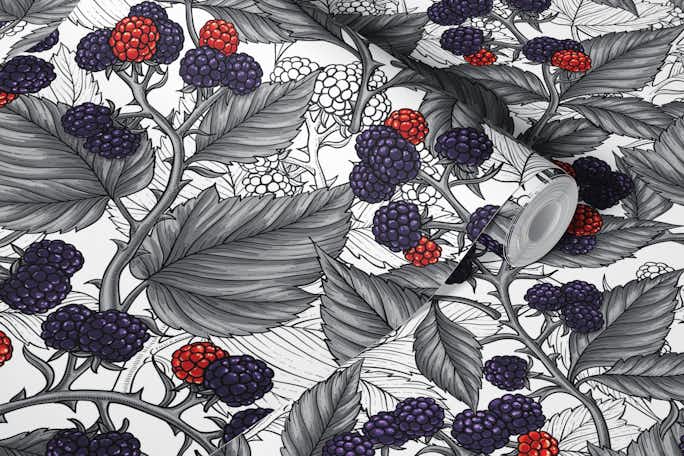 Blackberries on whitewallpaper roll