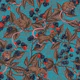 Mice and blackberries on lagoon blue