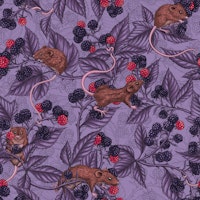 Mice and blackberries on lavender tapete