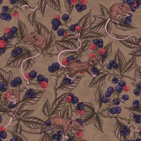 Mice and blackberries on mocha brown papel de parede
