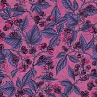 Blackberries on peony pink wallpaper