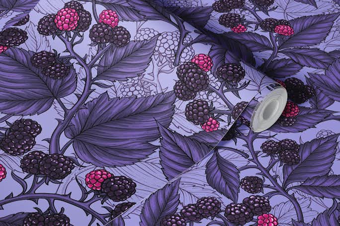 Blackberries on lilacwallpaper roll