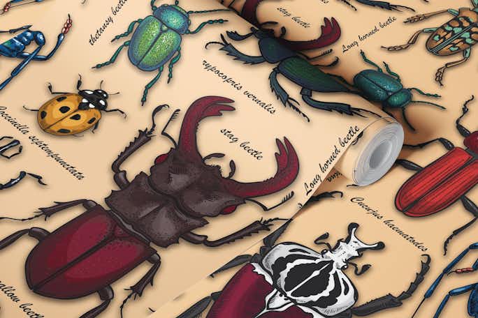 Beetles on honneywallpaper roll