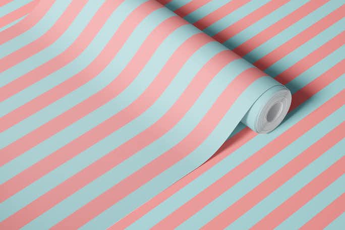 Modern Simple Pop Stripes - Pink / Bluewallpaper roll