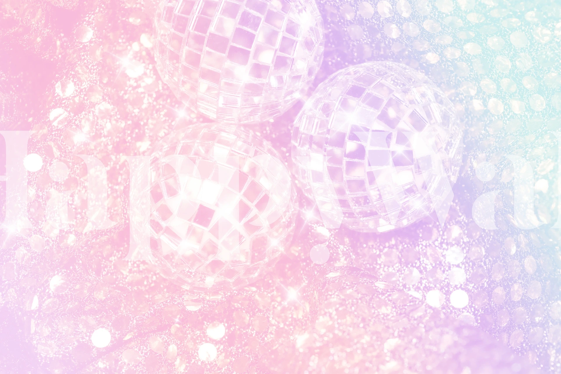 Unicorn disco balls wallpaper in a room
