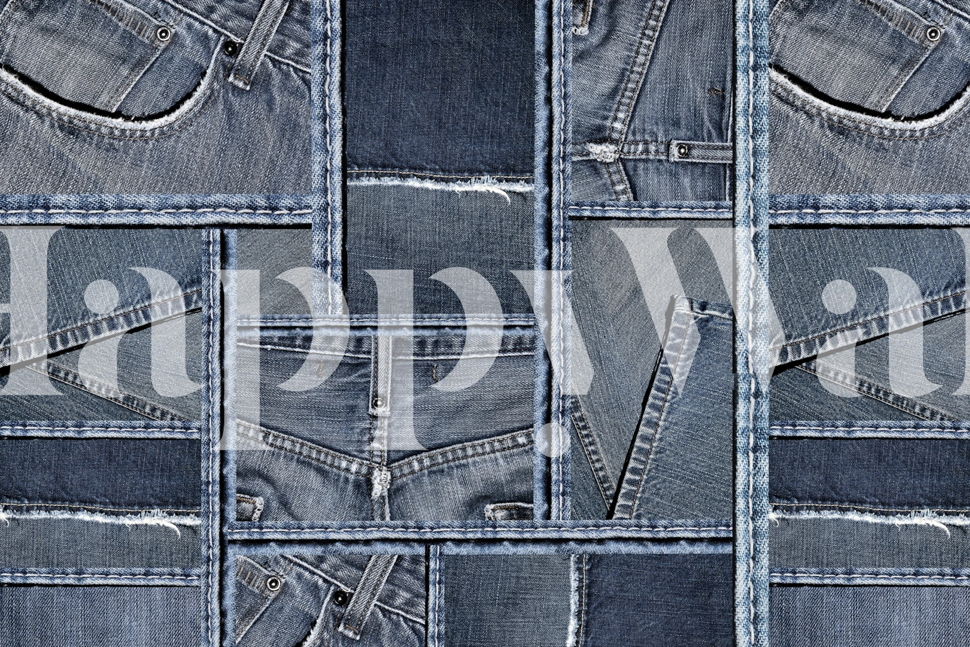 Denim texture wallpaper in shades of blue and gray