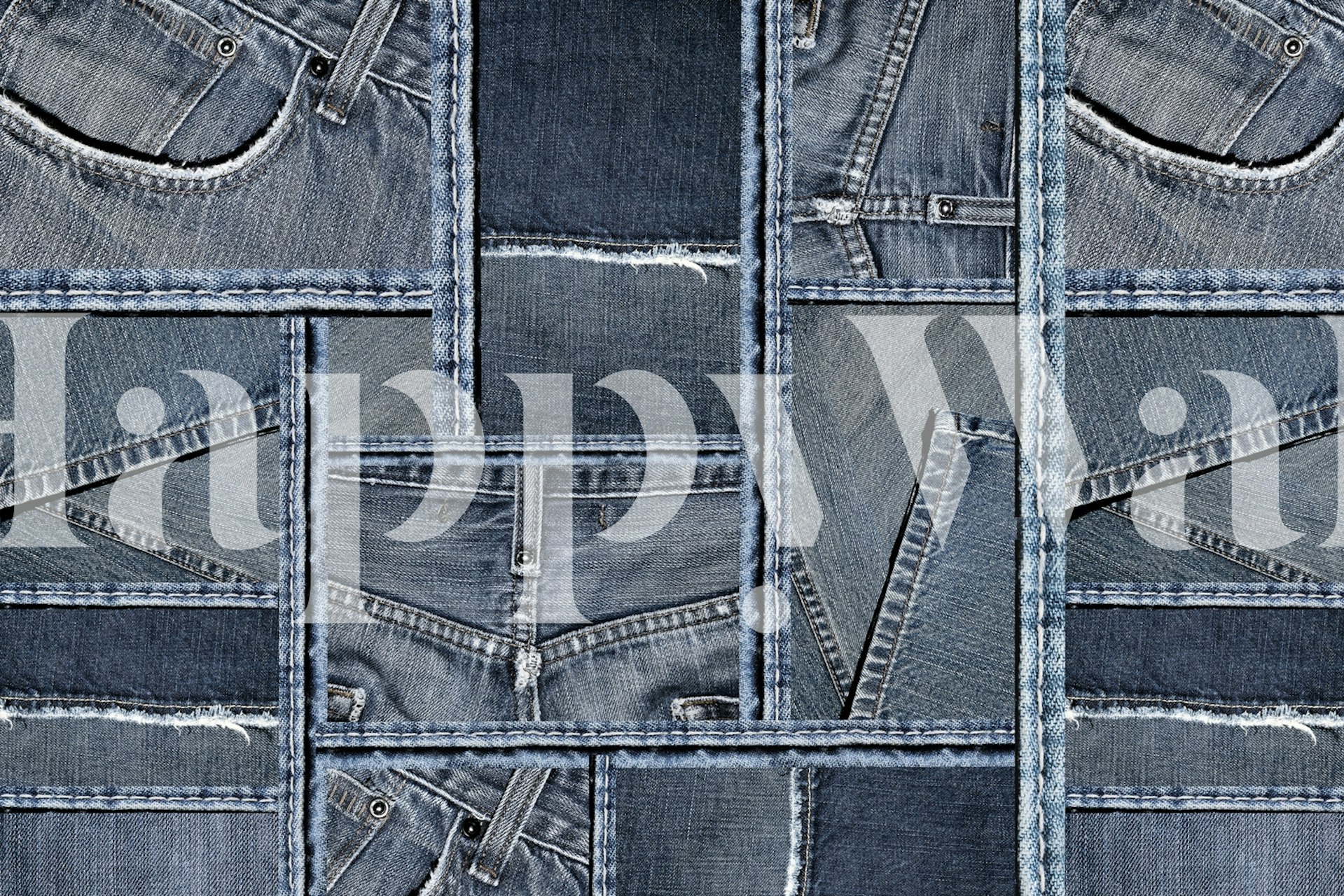 Diseño de papel tapiz único Blue Denim Texture y aspecto de denim